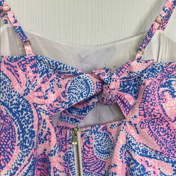 Lilly Pulitzer - Shelli Coastal Blue Maybe Gator Pink Tie Back Mini Dress Size 2 - Picture 11 of 12